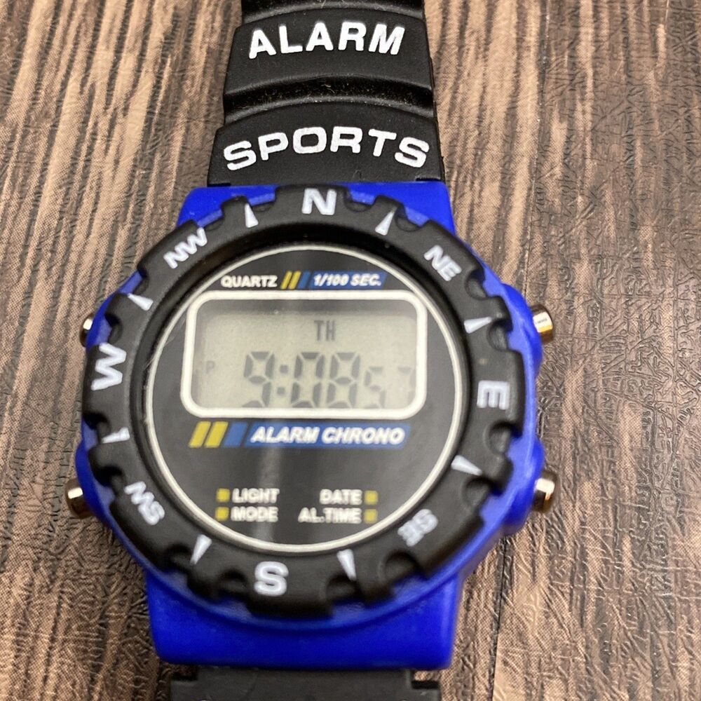 Vintage Ladies Digital Petite Watch Blue And Black Working